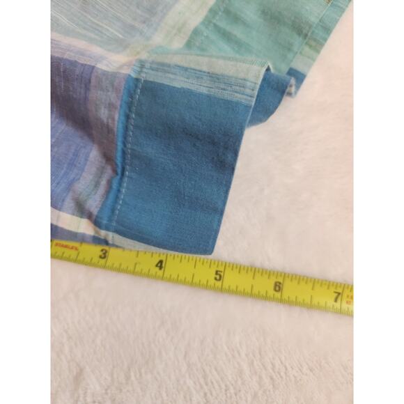 Perry Ellis Shirt Mens 3XLT XXXL Tall Blue Green Plaid 100% Cotton Short Sleeve - Picture 7 of 10